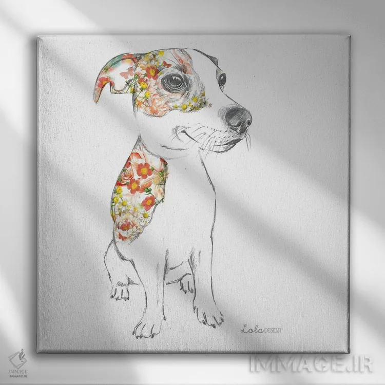 تابلو دکوراتیو پرتره سگ جک راسل اثر لولا دیزاین - نمای روبهرو روی دیوار