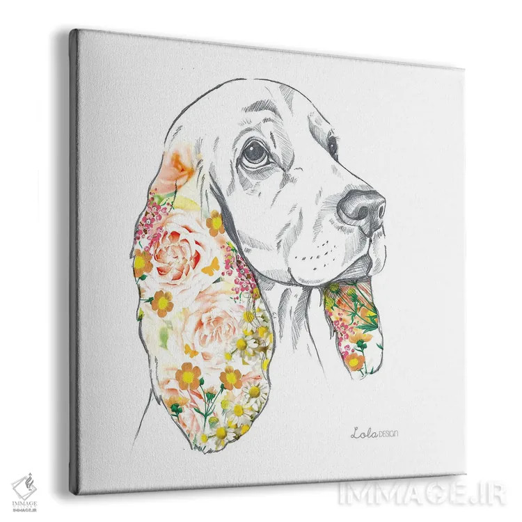 تابلو دکوراتیو پرتره سگ اسپانیل اثر لولا دیزاین - نمای پرسپکتیو محصول