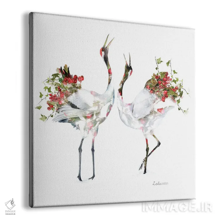 تابلو دکوراتیو درناهای ژاپنی با تم گیاهی و حیات وحش اثر لولا دیزاین - نمای پرسپکتیو محصول