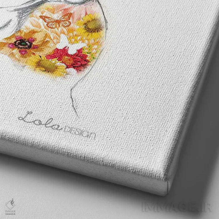 تابلو دکوراتیو پرتره سگ بولداگ انگلیسی اثر لولا دیزاین - نمای نزدیک بافت بوم