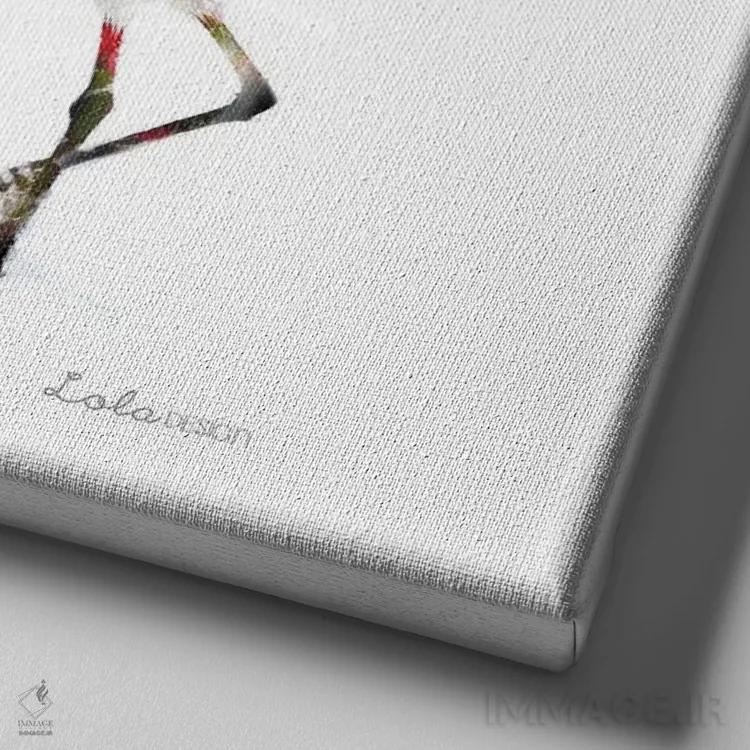 تابلو دکوراتیو درناهای ژاپنی با تم گیاهی و حیات وحش اثر لولا دیزاین - نمای نزدیک بافت بوم