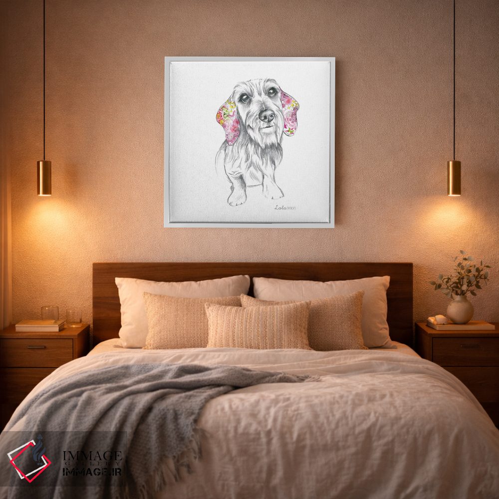 تابلو دکوراتیو پرتره سگ داشهوند مو سیمی اثر لولا دیزاین - D3W