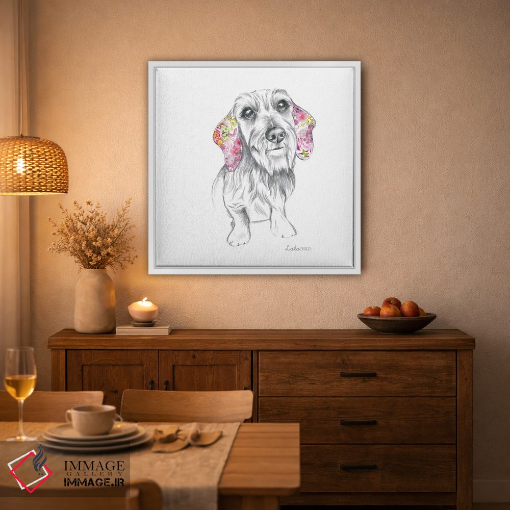 تابلو دکوراتیو پرتره سگ داشهوند مو سیمی اثر لولا دیزاین - D4W