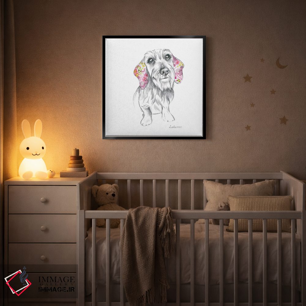 تابلو دکوراتیو پرتره سگ داشهوند مو سیمی اثر لولا دیزاین - D6B