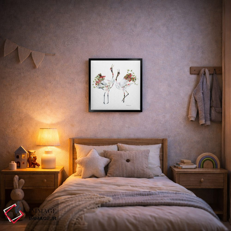 تابلو دکوراتیو درناهای ژاپنی با تم گیاهی و حیات وحش اثر لولا دیزاین - D6B