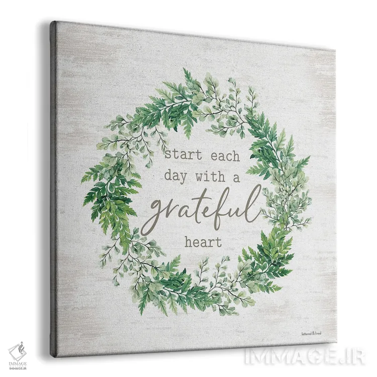 تابلو مدرن حلقه گل قلب سپاسگزار اثر لترد اند لایند - نمای پرسپکتیو محصول