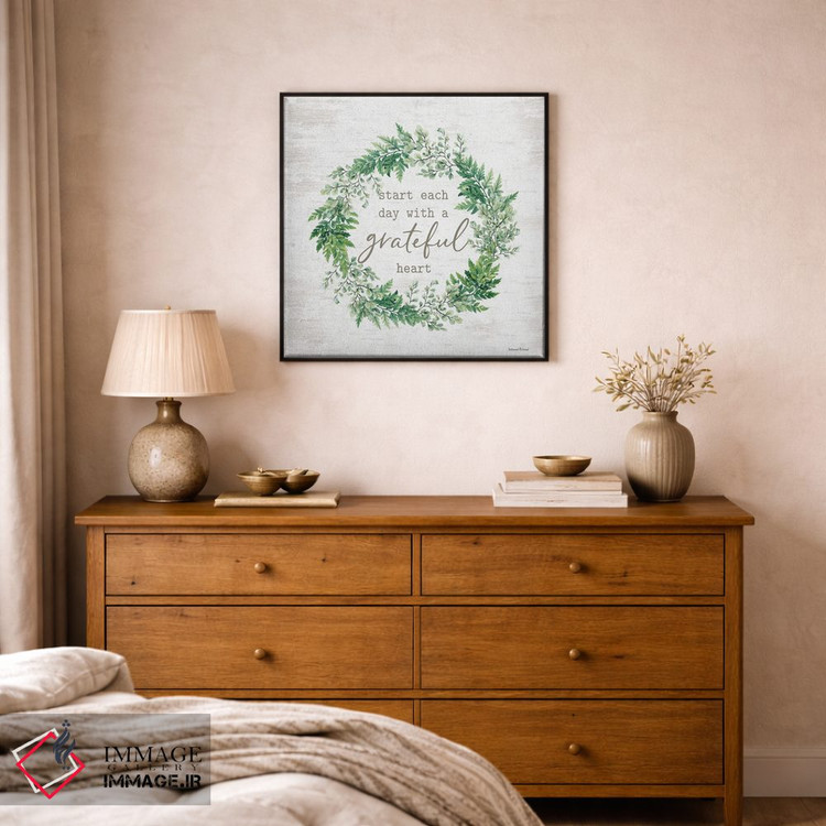 تابلو مدرن حلقه گل قلب سپاسگزار اثر لترد اند لایند - D1B