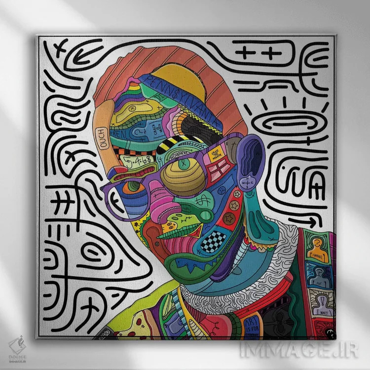 تابلو دکوراتیو آسیب دیده اثر ادو - نمای روبهرو روی دیوار