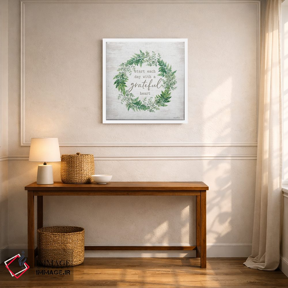 تابلو مدرن حلقه گل قلب سپاسگزار اثر لترد اند لایند - D5W