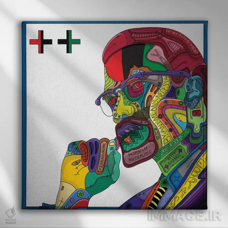 تابلو دکوراتیو قرمز دیترویت اثر ادو - نمای روبهرو روی دیوار