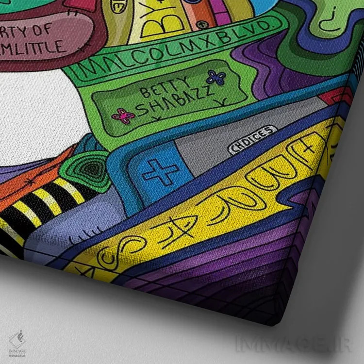 تابلو دکوراتیو قرمز دیترویت اثر ادو - نمای نزدیک بافت بوم