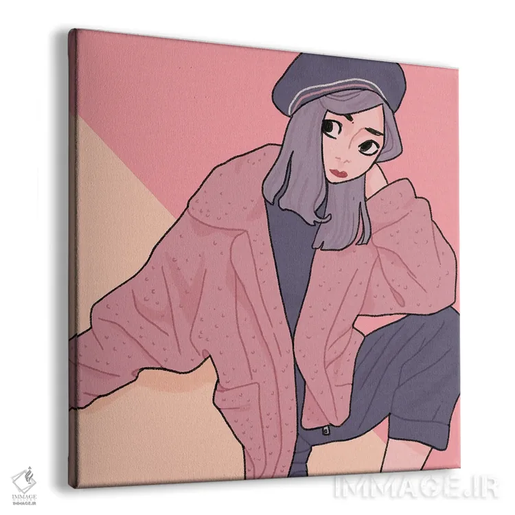 تابلو دکوراتیو خرس صورتی اثر لوسی میشل - نمای پرسپکتیو محصول