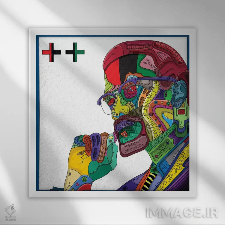 تابلو دکوراتیو قرمز دیترویت اثر ادو - نمای قابدار سفید