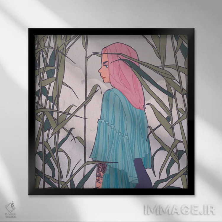 تابلو دکوراتیو آرامش اثر لوسی میشل - نمای قابدار مشکی