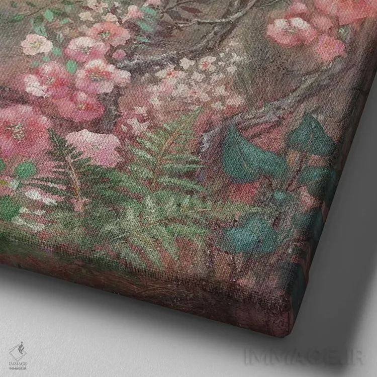 تابلو دکوراتیو رزهای انبوه اثر لیزا مری کیندلی - نمای نزدیک بافت بوم