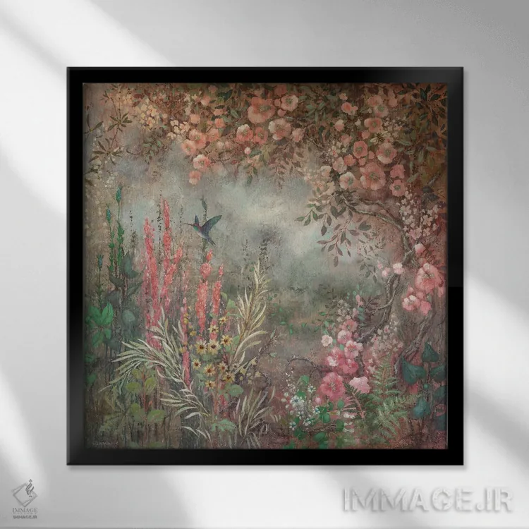 تابلو دکوراتیو رزهای انبوه اثر لیزا مری کیندلی - نمای قابدار مشکی