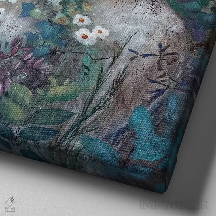 تابلو دکوراتیو باغ مخفی اثر لیزا مری کیندلی - نمای نزدیک بافت بوم