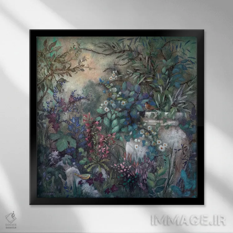 تابلو دکوراتیو باغ مخفی اثر لیزا مری کیندلی - نمای قابدار مشکی