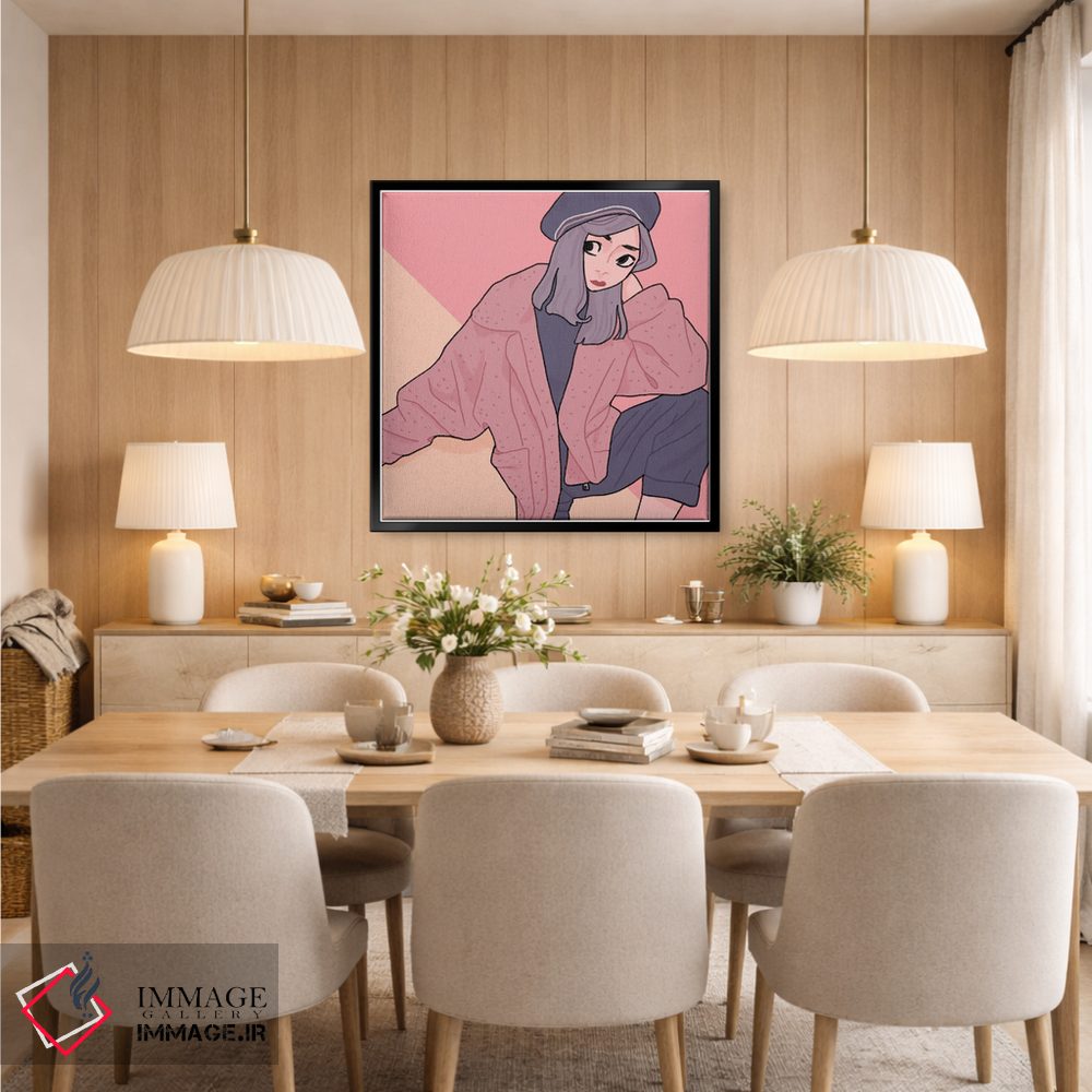 تابلو دکوراتیو خرس صورتی اثر لوسی میشل - D6B