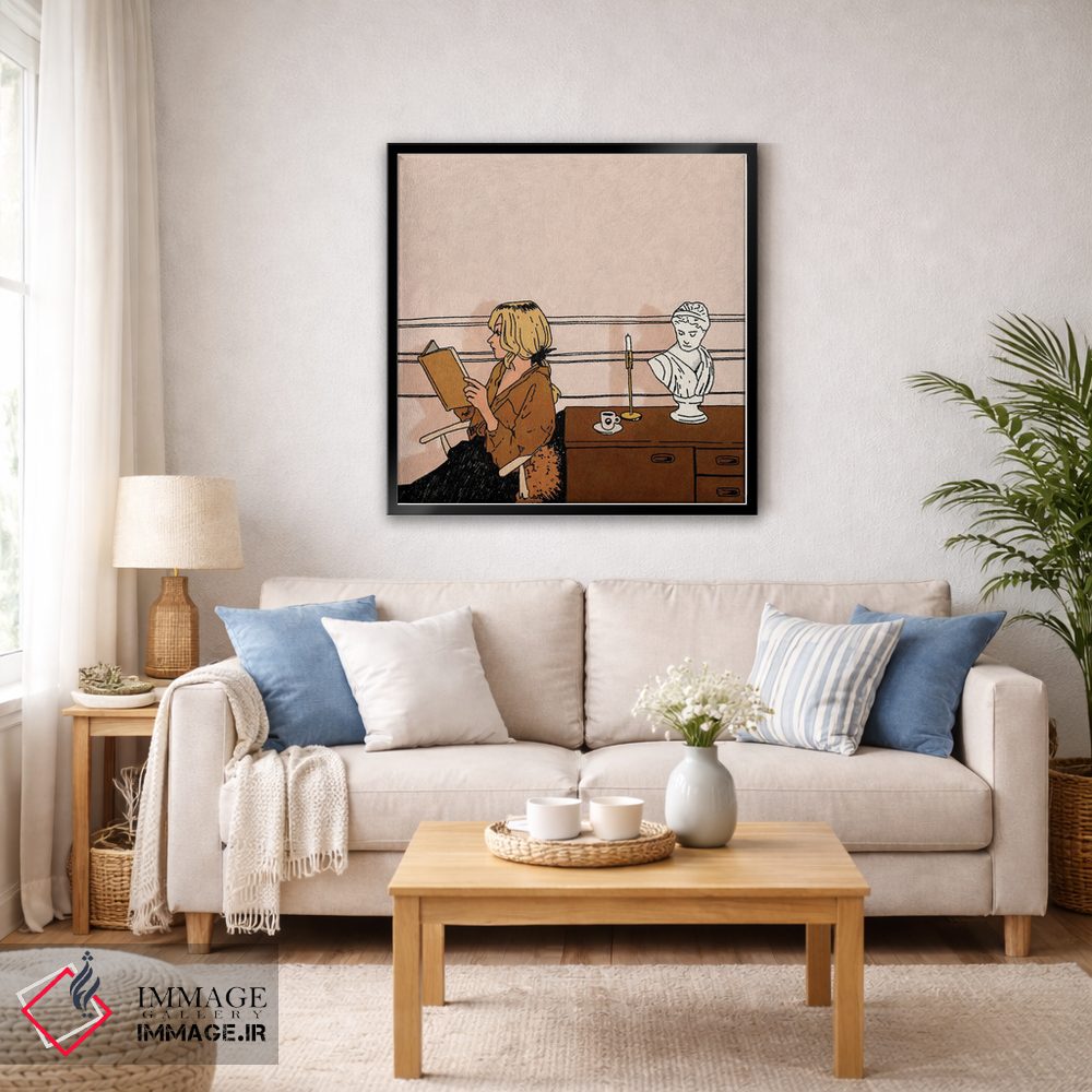 تابلو دکوراتیو کتاب خوان اثر لوسی میشل - D6B