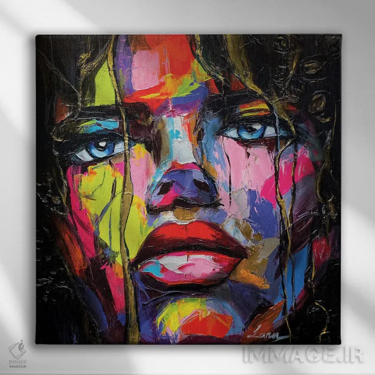تابلو دکوراتیو کوادرانت بلوز اثر لانا فری - نمای روبهرو روی دیوار