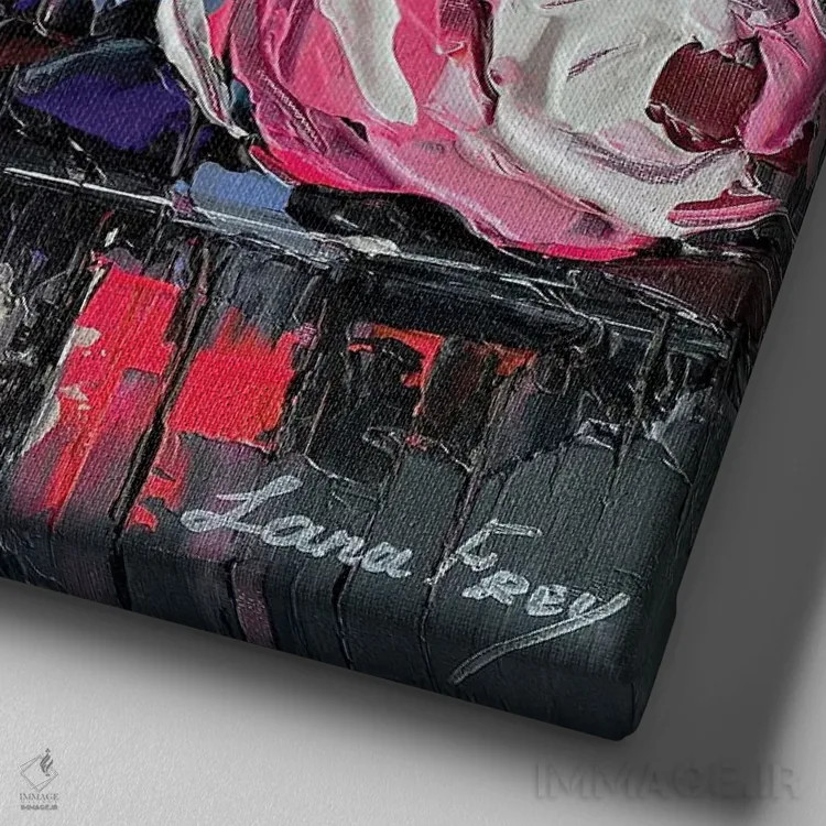 تابلو دکوراتیو ذرات مه اثر لانا فری - نمای نزدیک بافت بوم