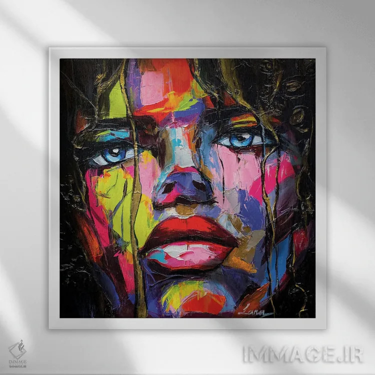 تابلو دکوراتیو کوادرانت بلوز اثر لانا فری - نمای قابدار سفید