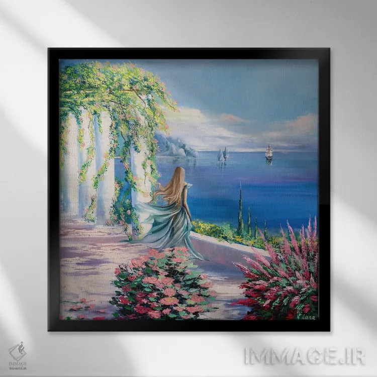 تابلو دکوراتیو تابستان اثر لانا فری - نمای قابدار مشکی