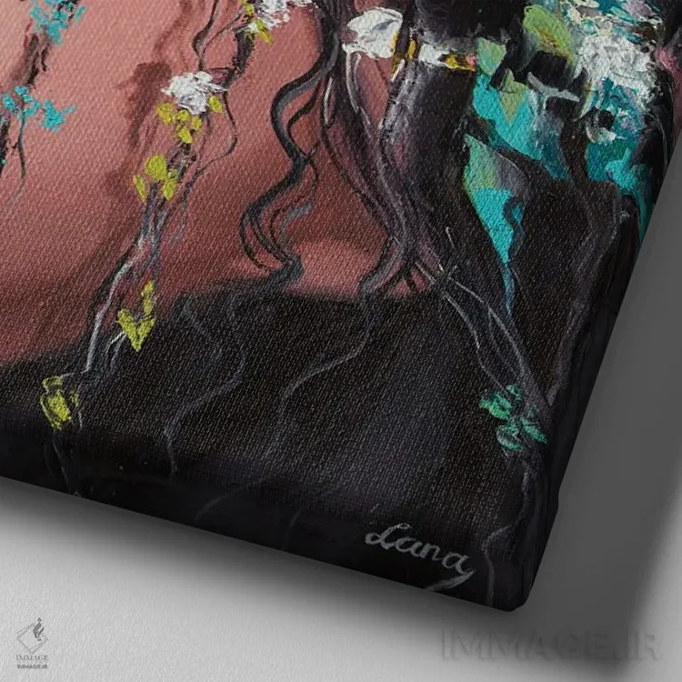 تابلو دکوراتیو تالو اثر لانا فری - نمای نزدیک بافت بوم