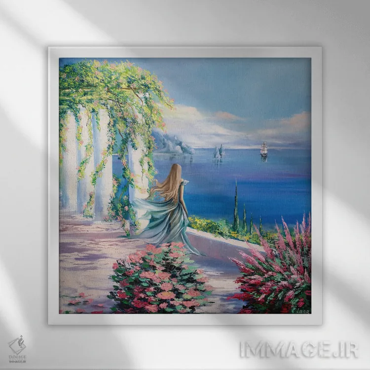 تابلو دکوراتیو تابستان اثر لانا فری - نمای قابدار سفید