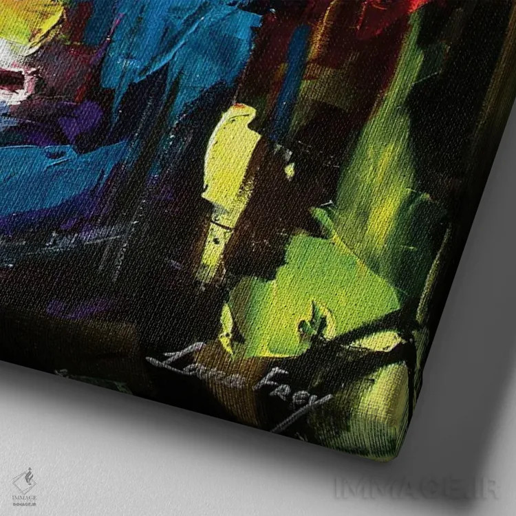 تابلو دکوراتیو آشوب اثر لانا فری - نمای نزدیک بافت بوم