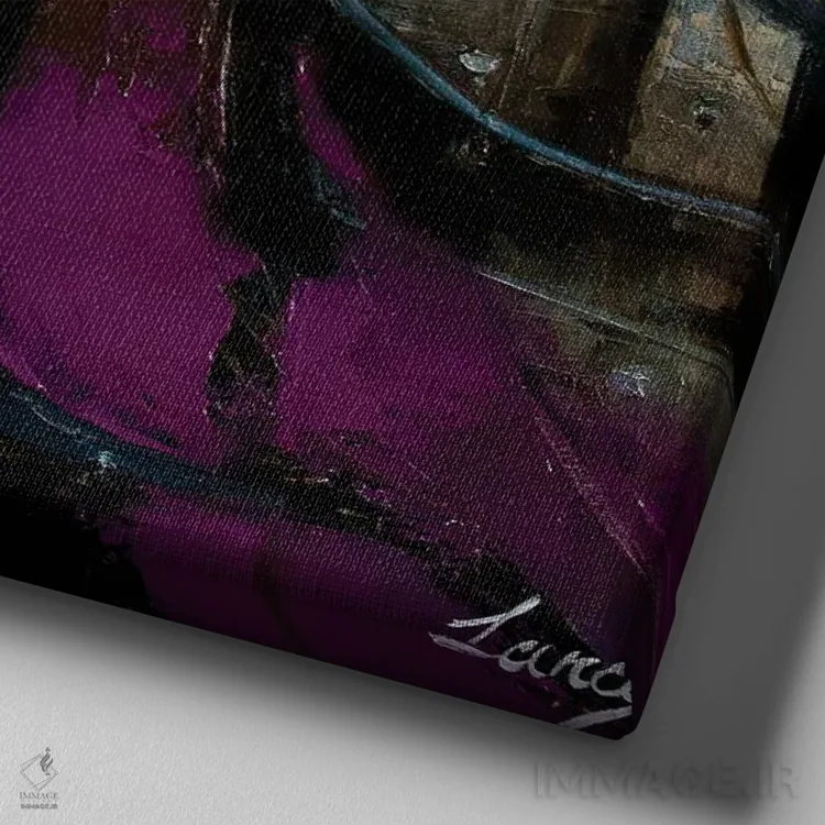 تابلو دکوراتیو افکننده حجاب اثر لانا فری - نمای نزدیک بافت بوم