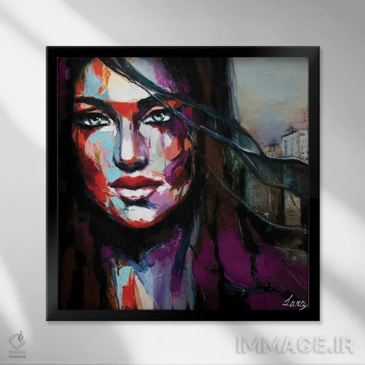 تابلو دکوراتیو افکننده حجاب اثر لانا فری - نمای قابدار مشکی