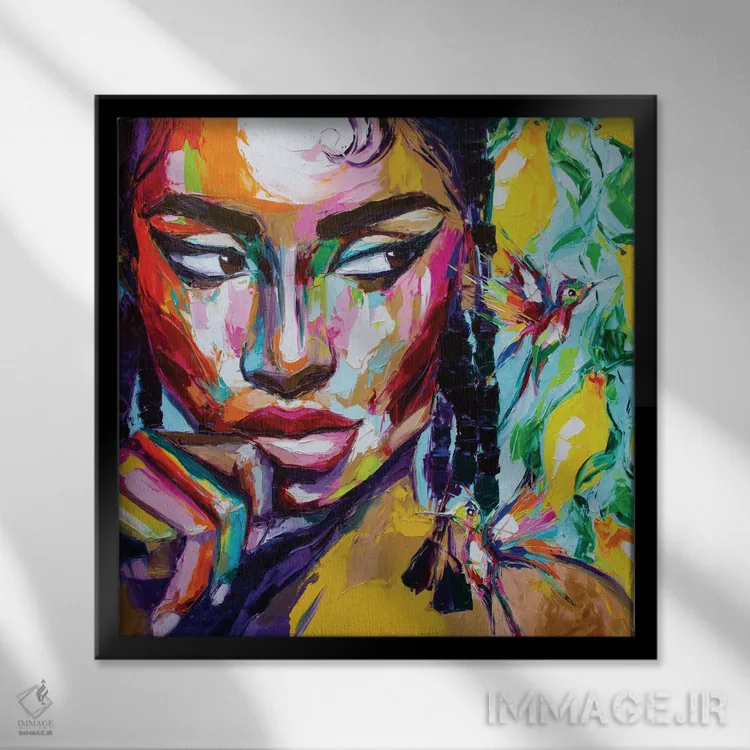 تابلو دکوراتیو ترانه شیار لیمویی اثر لانا فری - نمای قابدار مشکی