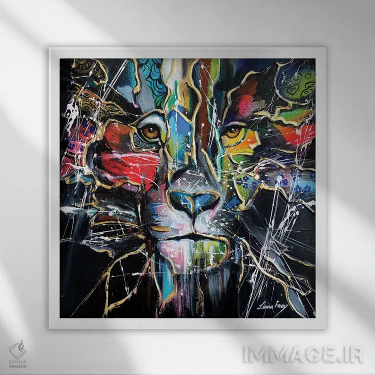 تابلو دکوراتیو روح شیر اثر لانا فری - نمای قابدار سفید