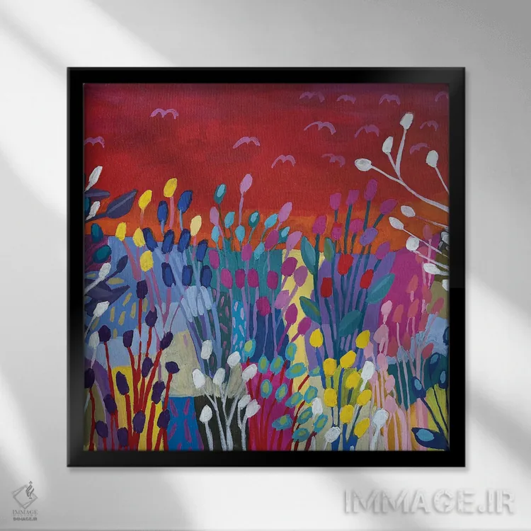 تابلو دکوراتیو مزارع وصله دوزی ششم اثر لنکا اشتسنا - نمای قابدار مشکی