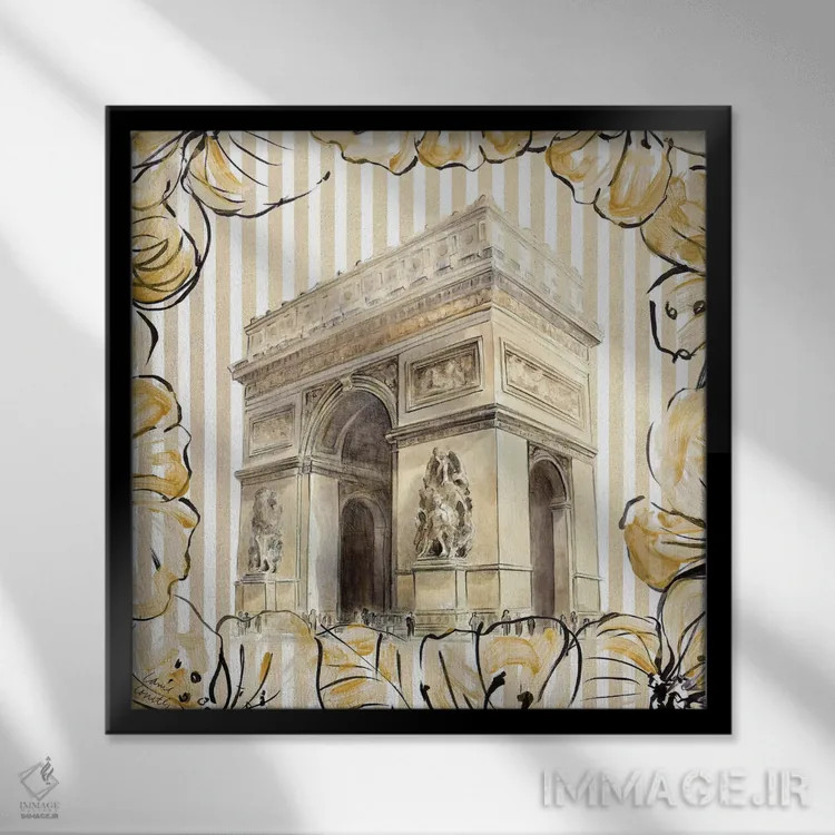 تابلو دکوراتیو "پاریس طلایی II" اثر لینی لورث - نمای قابدار مشکی