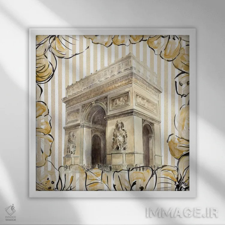 تابلو دکوراتیو "پاریس طلایی II" اثر لینی لورث - نمای قابدار سفید