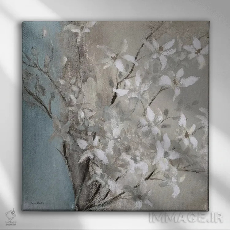 تابلو مدرن "ارکیده های مه آلود II" اثر لینی لورث - نمای روبهرو روی دیوار