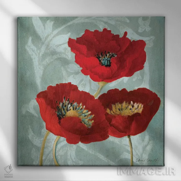 تابلو دکوراتیو "شقای قرمز II" اثر لینی لورث - نمای روبهرو روی دیوار