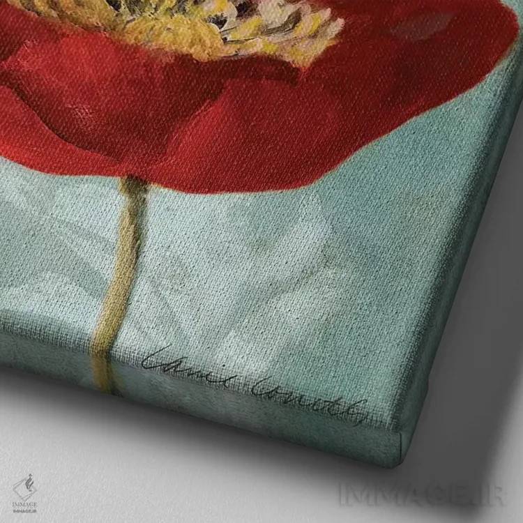 تابلو دکوراتیو "شقای قرمز II" اثر لینی لورث - نمای نزدیک بافت بوم