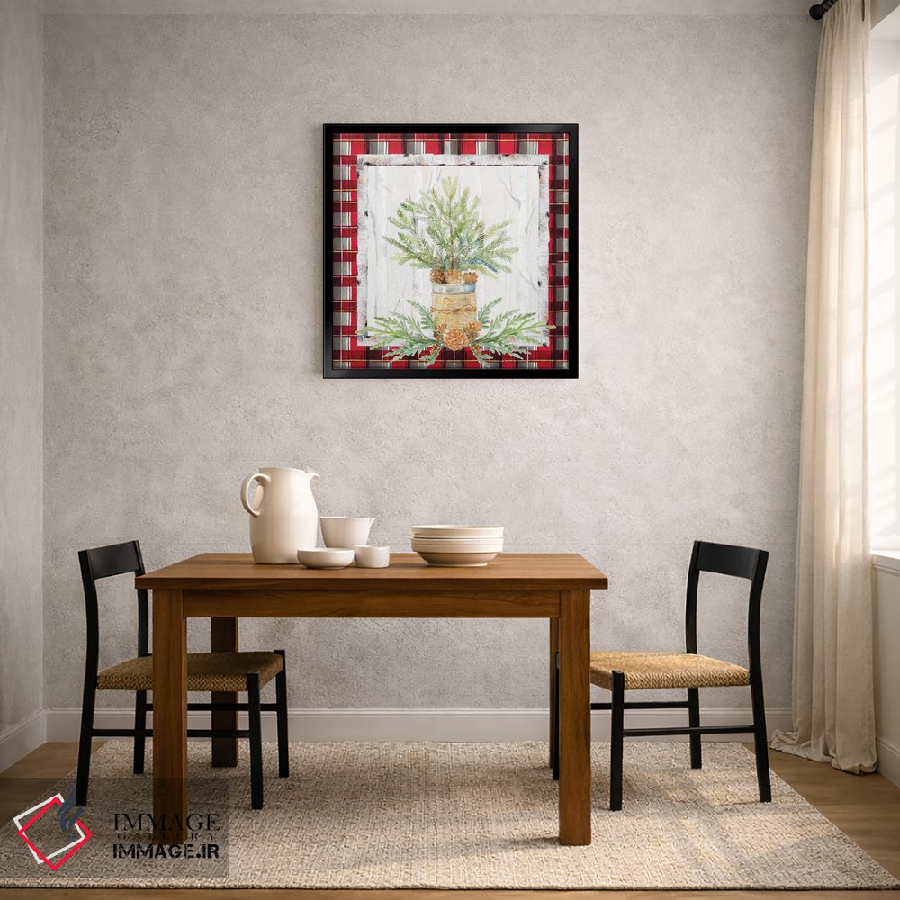 تابلو دکوراتیو "شاخه تعطیلات روی پارچه چهارخانه I" اثر لینی لورث - D3B