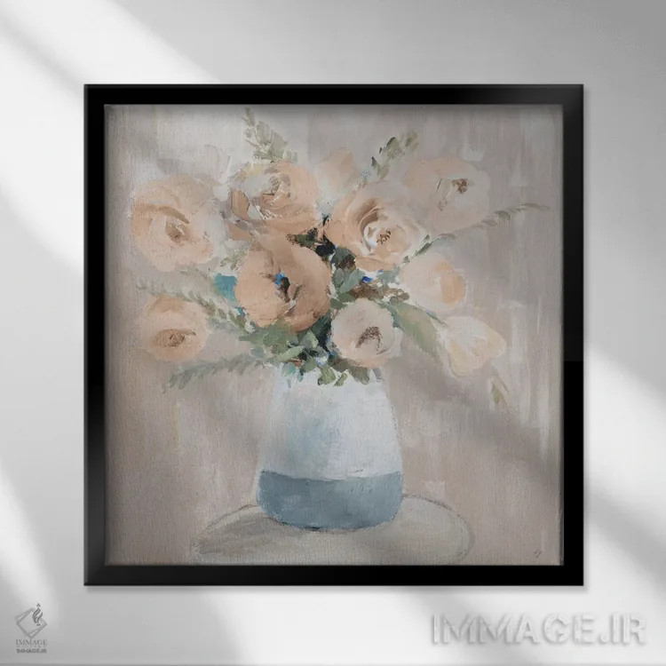 تابلو دکوراتیو "گون های خنثی" اثر لینی لورث - نمای قابدار مشکی