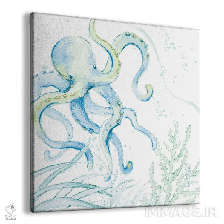 تابلو دکوراتیو "اختاپوس آبی" اثر لینی لورث - نمای پرسپکتیو محصول