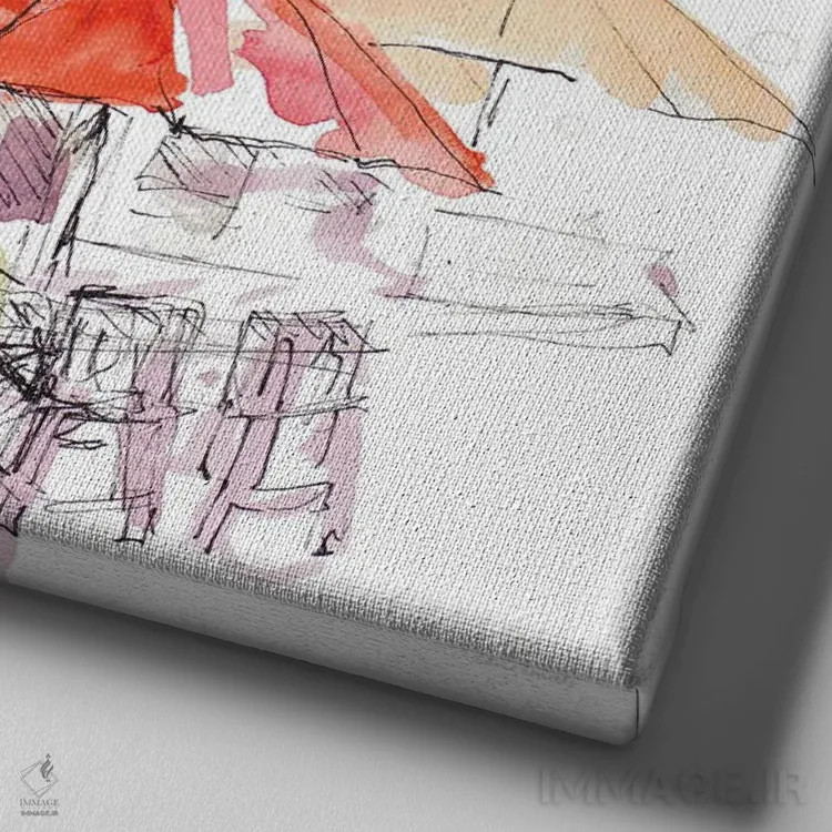 تابلو دکوراتیو "میخانه شهر قدیمی" اثر لینی لورث - نمای نزدیک بافت بوم