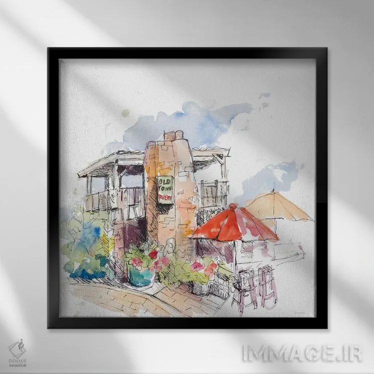 تابلو دکوراتیو "میخانه شهر قدیمی" اثر لینی لورث - نمای قابدار مشکی