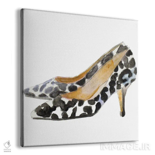 تابلو دکوراتیو "کفش های پاشنه کوتاه بچه گربه آبرنگی III مربع" اثر لینی لورث - نمای پرسپکتیو محصول