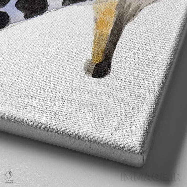 تابلو دکوراتیو "کفش های پاشنه کوتاه بچه گربه آبرنگی III مربع" اثر لینی لورث - نمای نزدیک بافت بوم