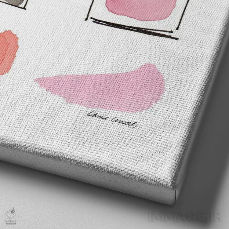 تابلو دکوراتیو "مربع محصولات زیبایی I" اثر لینی لورث - نمای نزدیک بافت بوم