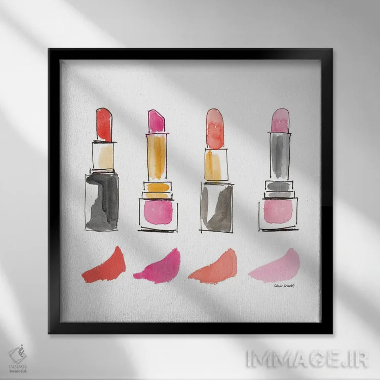 تابلو دکوراتیو "مربع محصولات زیبایی I" اثر لینی لورث - نمای قابدار مشکی
